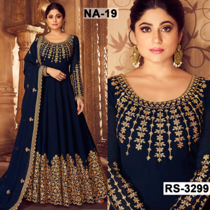 Net Heavy Handwork Embroidered Dress Complete 3 Piece Unstitched Code NA-19