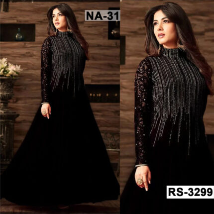 Chiffon Heavy Sequence Embroidered Dress Complete 3 Piece Unstitched Code NA-31